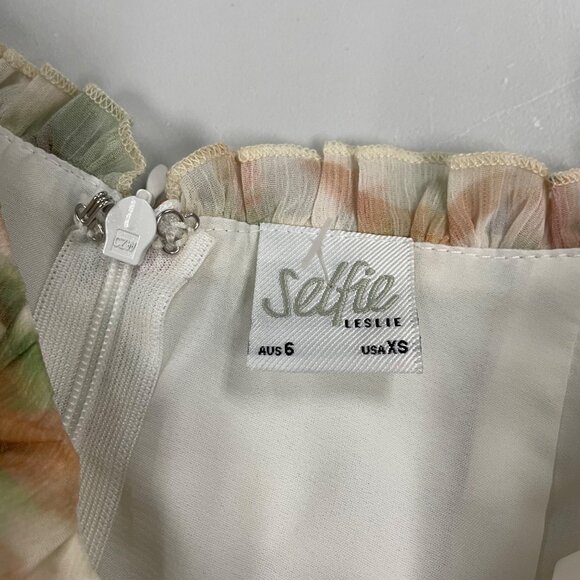 Selfie Leslie Mini Bodycon Dress Gathered Ties Multicolor Print Size XS - Picture 8 of 9